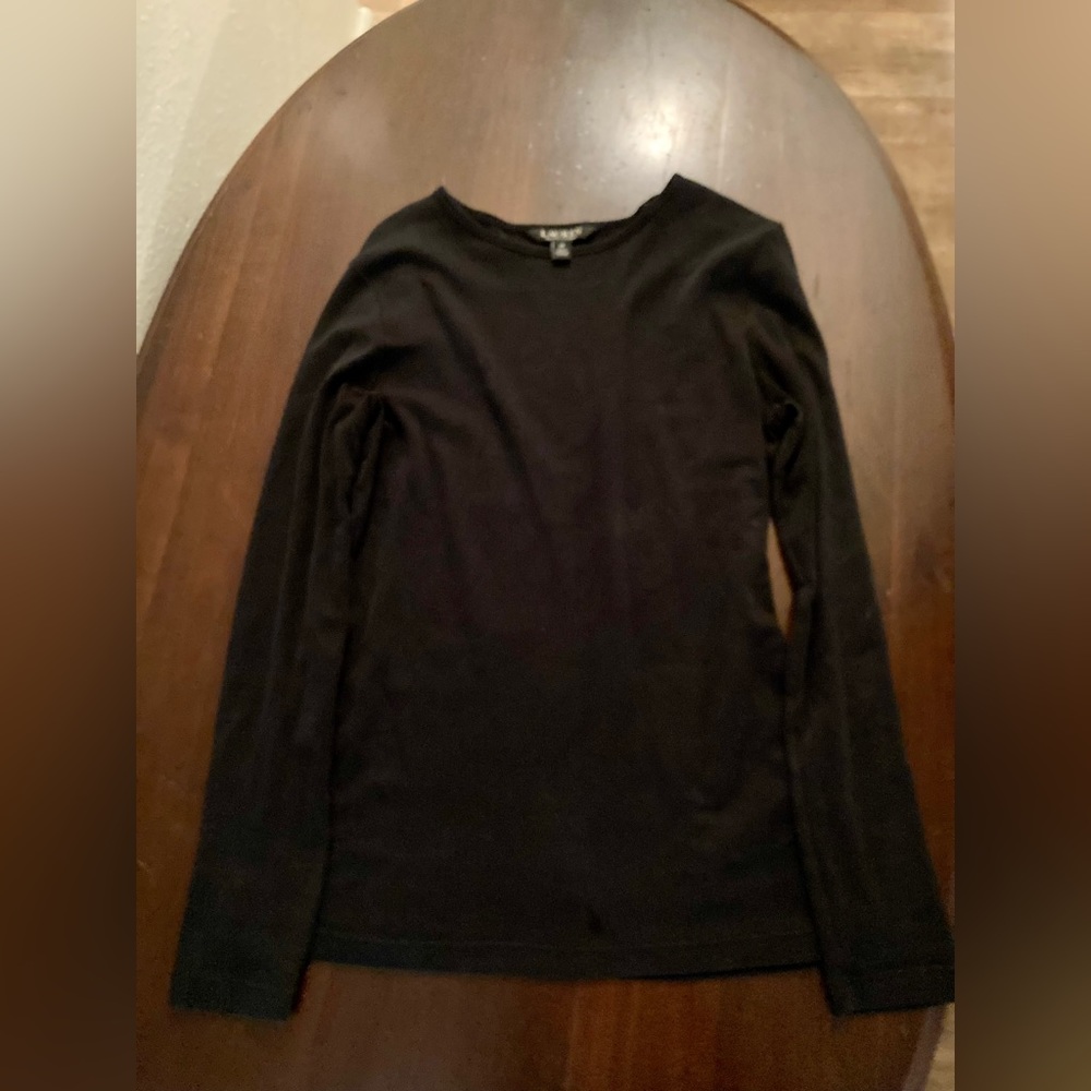 Lauren Ralph Lauren LRL Long Sleeve Cotton Top HIGH QUALITY Logo Button Medium M